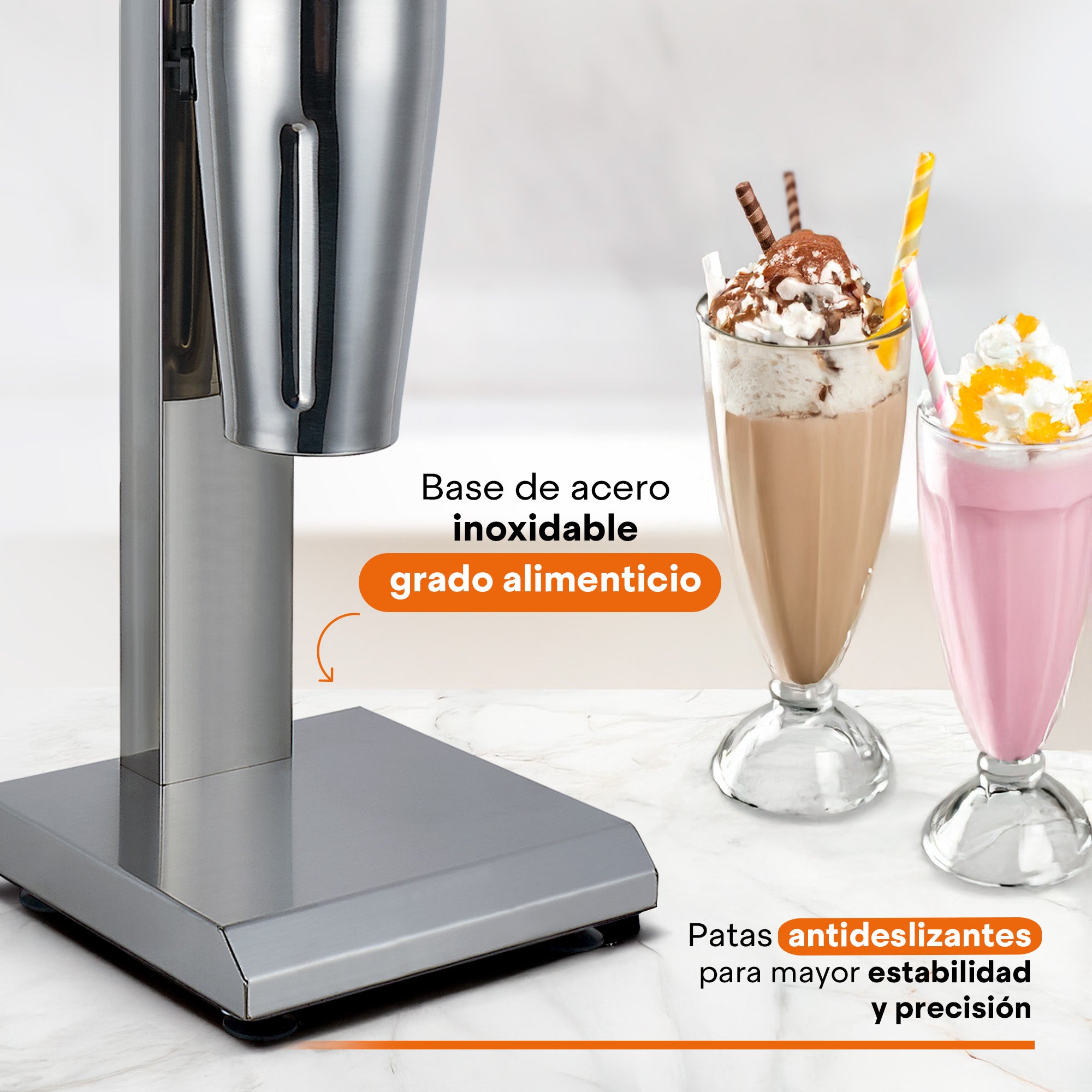 Fuente de Sodas SHAKEPRO 300W | Chocomilera y Batidora de Malteadas | Vaso Acero Inoxidable 450ml | Velocidad Continua | Activación Automática | Base Antideslizante | Hukën x MasterChef