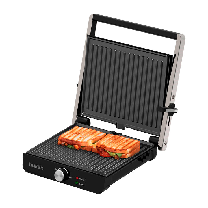 Parrilla para Panini | XL | 4 Rebanadas | Acero Inoxidable | 180° | Grill Pro