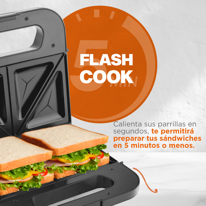 MasterChef®| Sandwichera | Heat+ Premium | 2 Rebanadas | Acero Inoxidable