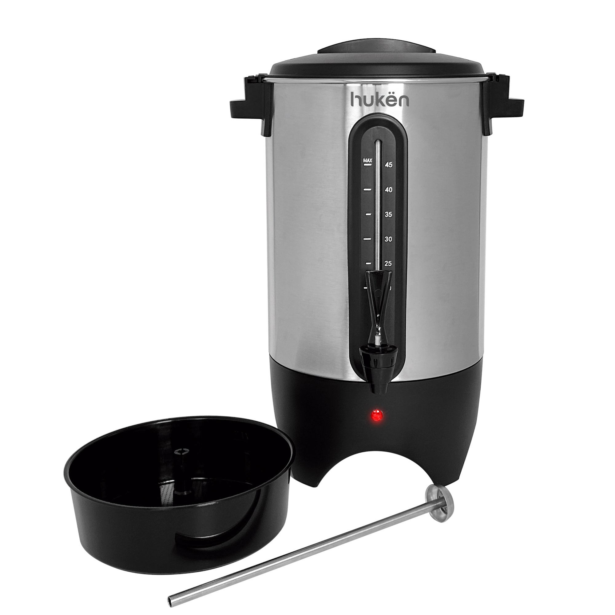 Cafetera de Urna Bold-Brew XL 45 Tazas con Filtro Permanente | Cuerpo Acero Inox | Asas Frías al Tacto | Hukën x MasterChef