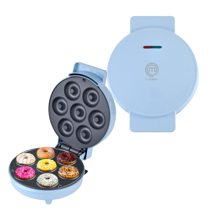 Máquina de donas, 7 mini donas, 5.2 cm cada dona, Luz Indicadora, Azul