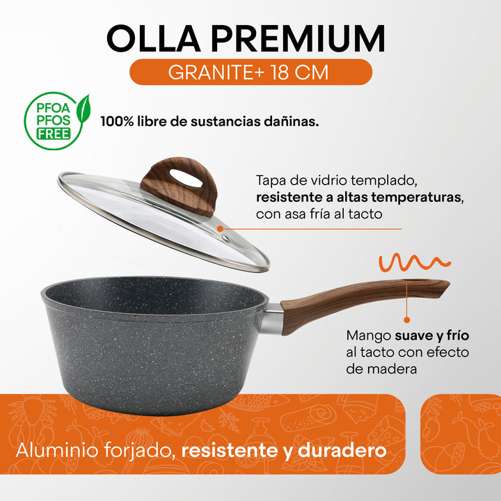 Hukën Masterchef | Batería de Cocina Premium Granite+ | Aluminio Forjado | Versátil y Multifuncional