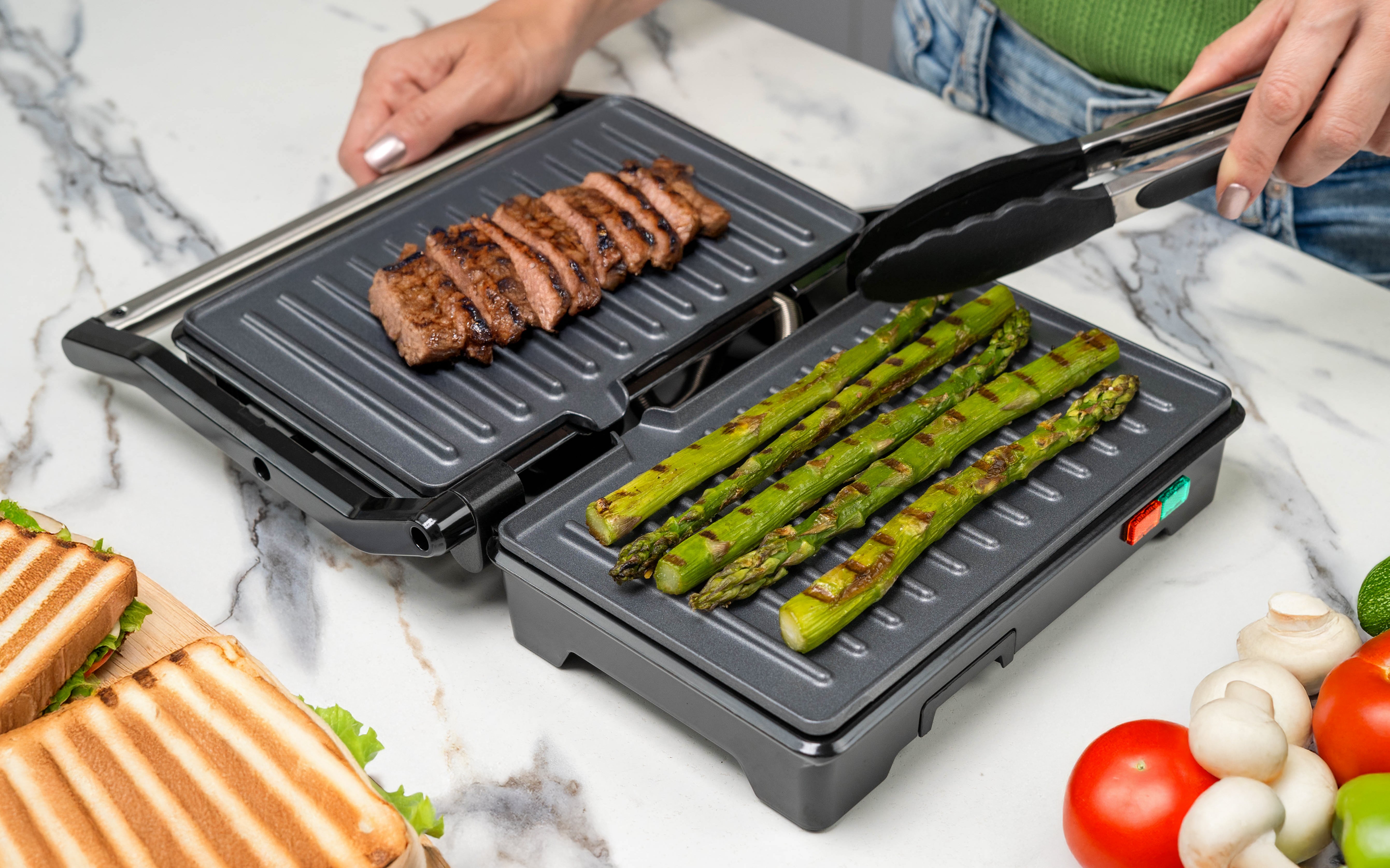 Parrilla para panini | 2 Rebanadas | Acero Inoxidable | 180°