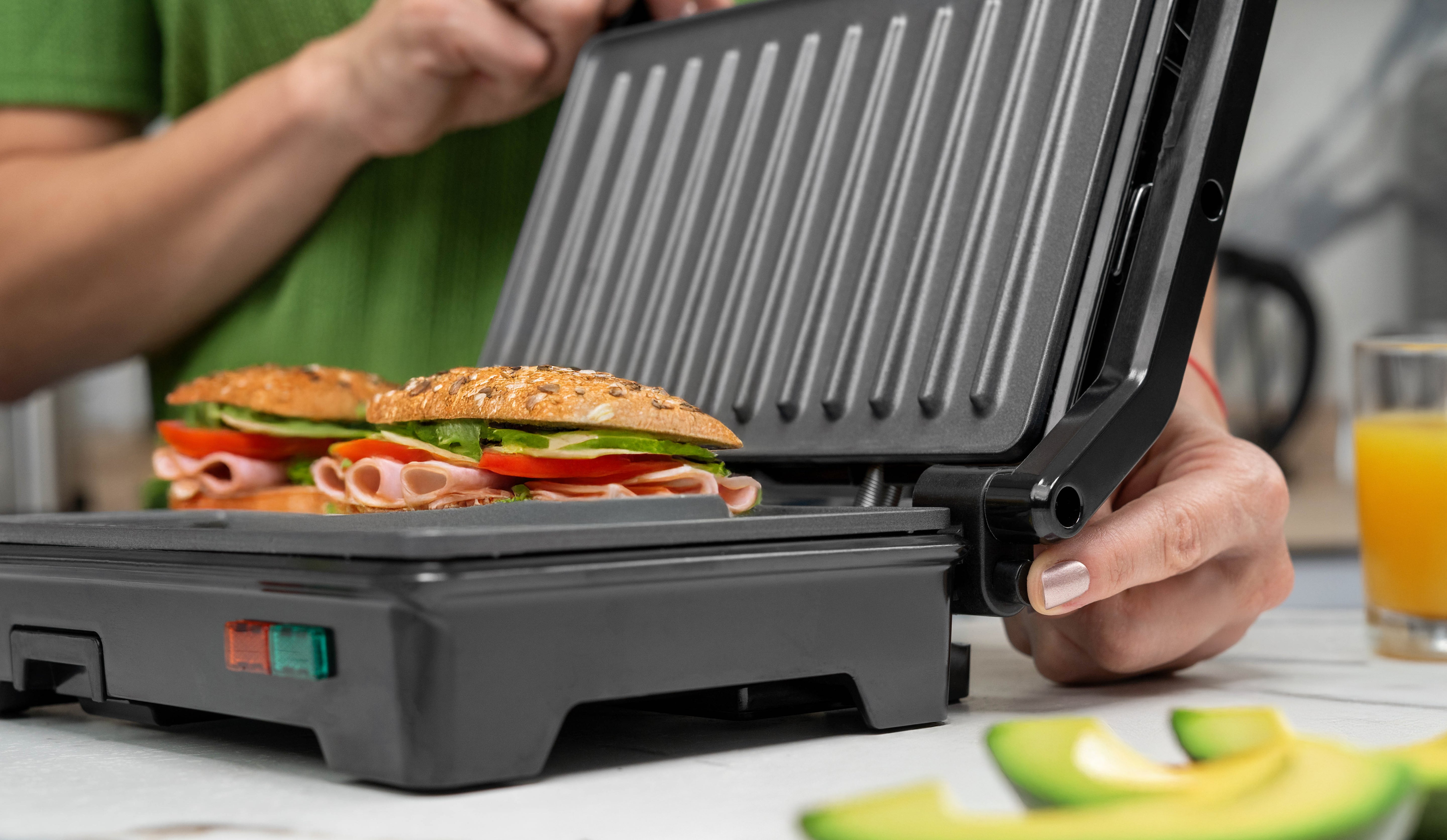 Parrilla para panini | 2 Rebanadas | Acero Inoxidable | 180°