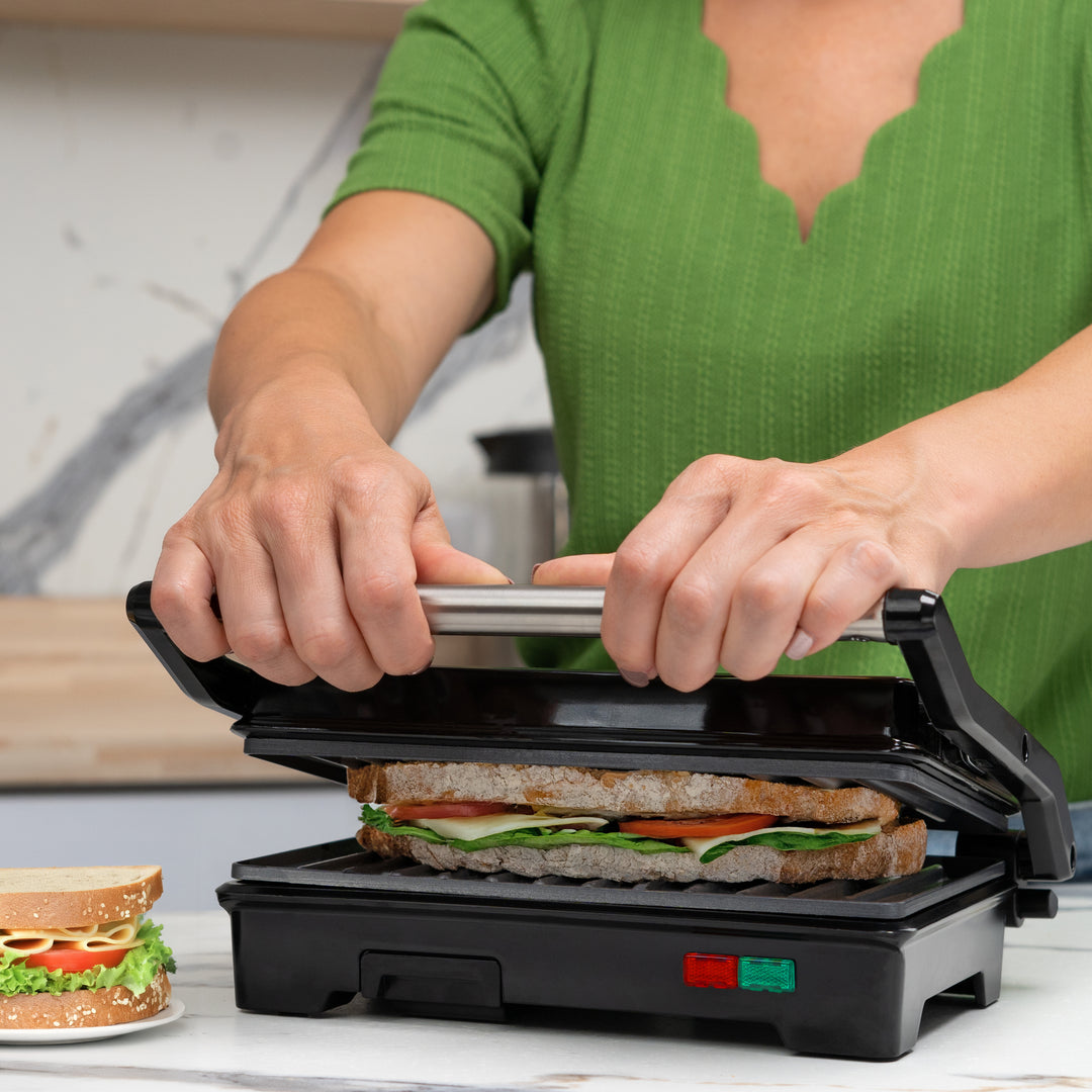 Parrilla para panini | 2 Rebanadas | Acero Inoxidable | 180°
