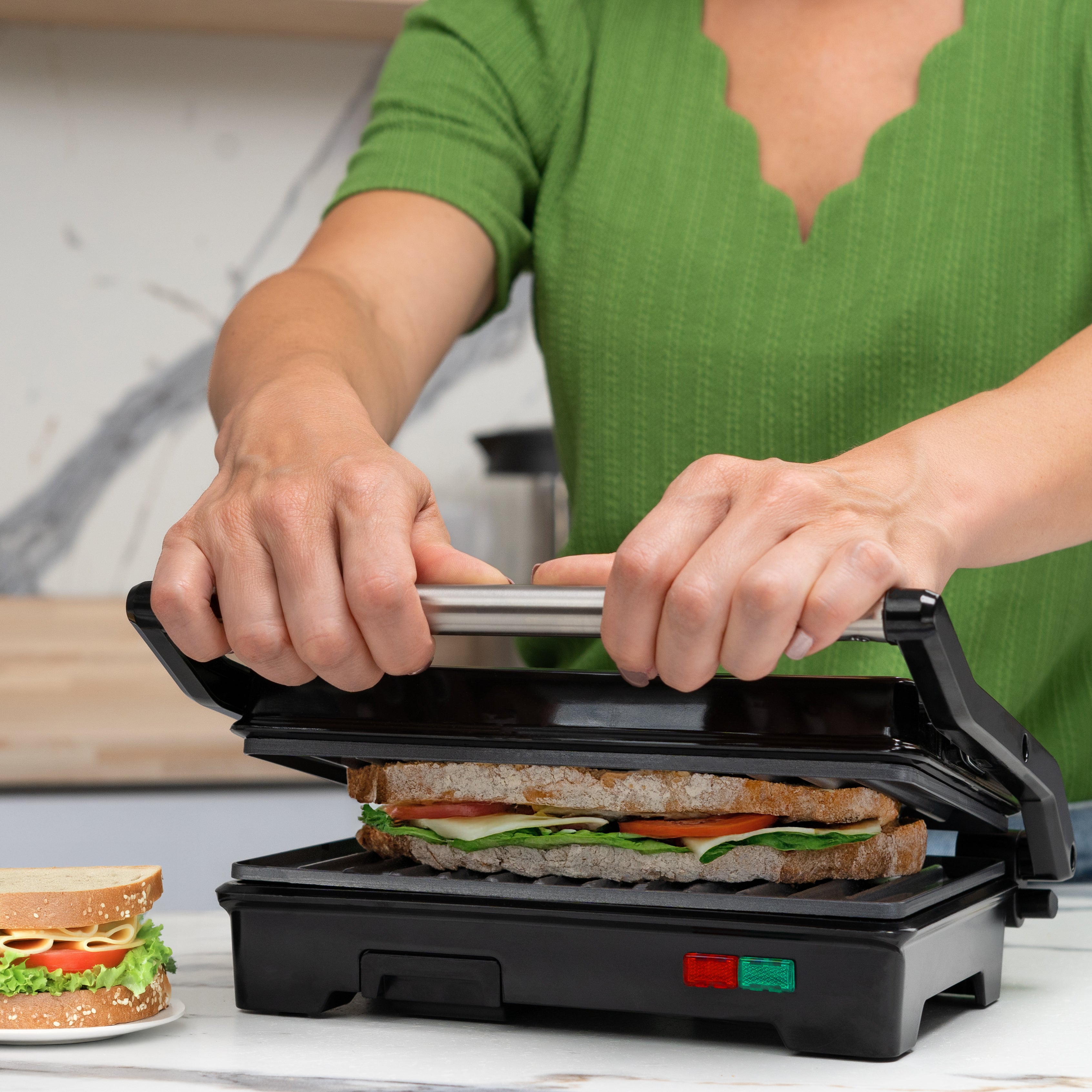 Parrilla para panini | 2 Rebanadas | Acero Inoxidable | 180°