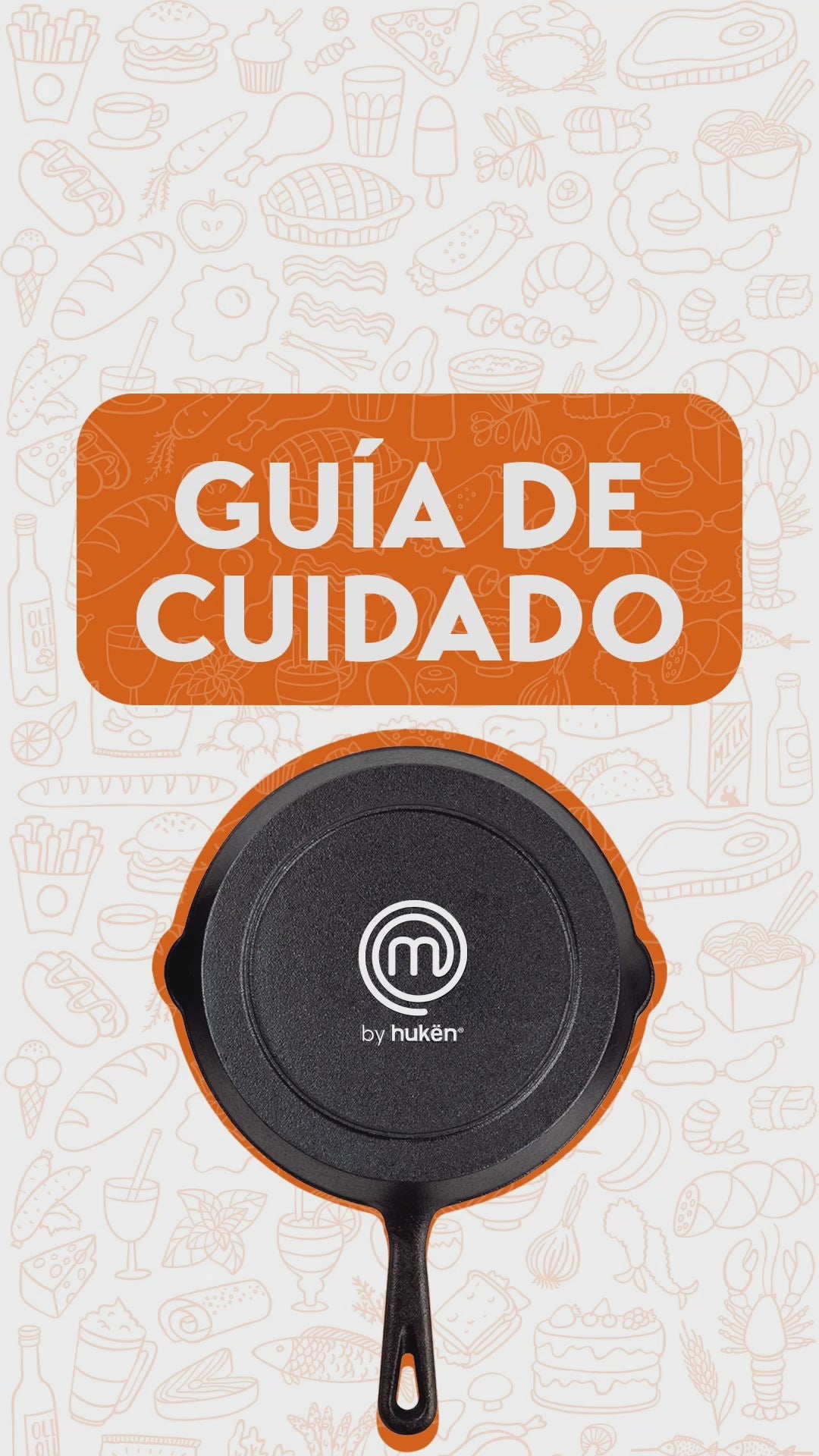 Hukën Masterchef | Juego de 3 Sartenes de Hierro Fundido | Previamente Curado | Mango Largo | Cast-Iron Skillet | Set de 3 piezas (6", 8" y 10") | Incluye 3 Agarraderas de Silicona