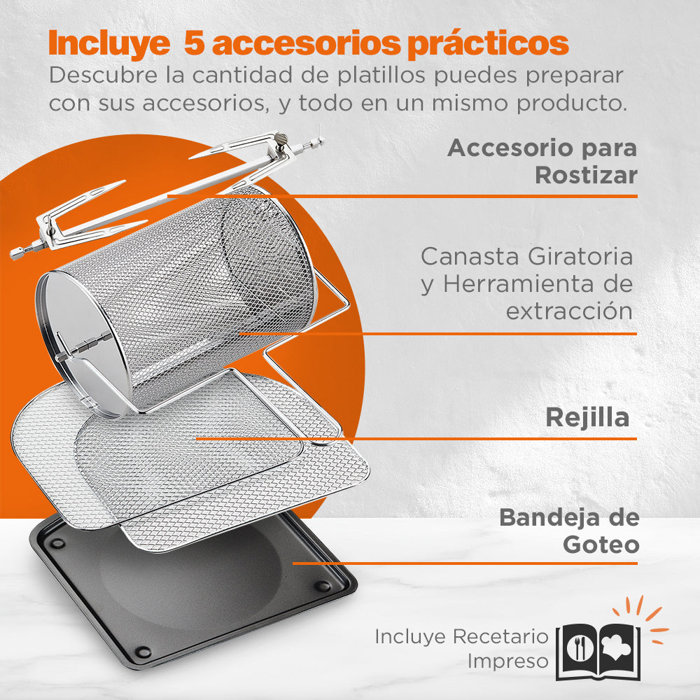 Freidora de Aire Multifuncional | 12 Litros | Acero Inoxidable